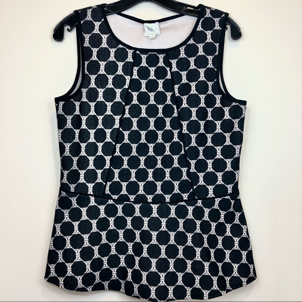 WESTON WEAR 🦢 Sz. M black & cream peplum top